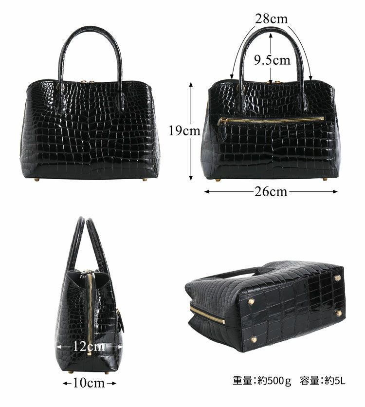 スモール クロコダイル シャイニング 加工 ハンドバッグ 2way ポロサス 4FA