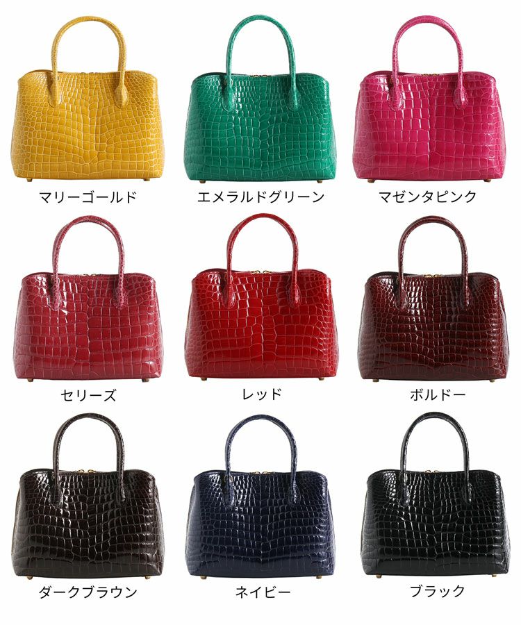 スモール クロコダイル シャイニング 加工 ハンドバッグ 2way ポロサス 4FA