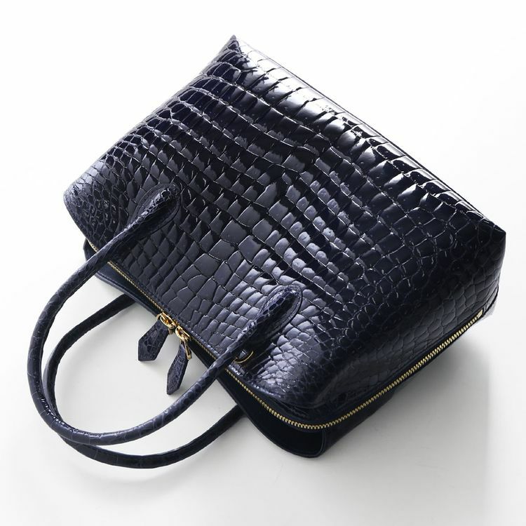 スモール クロコダイル シャイニング 加工 ハンドバッグ 2way ポロサス 4FA