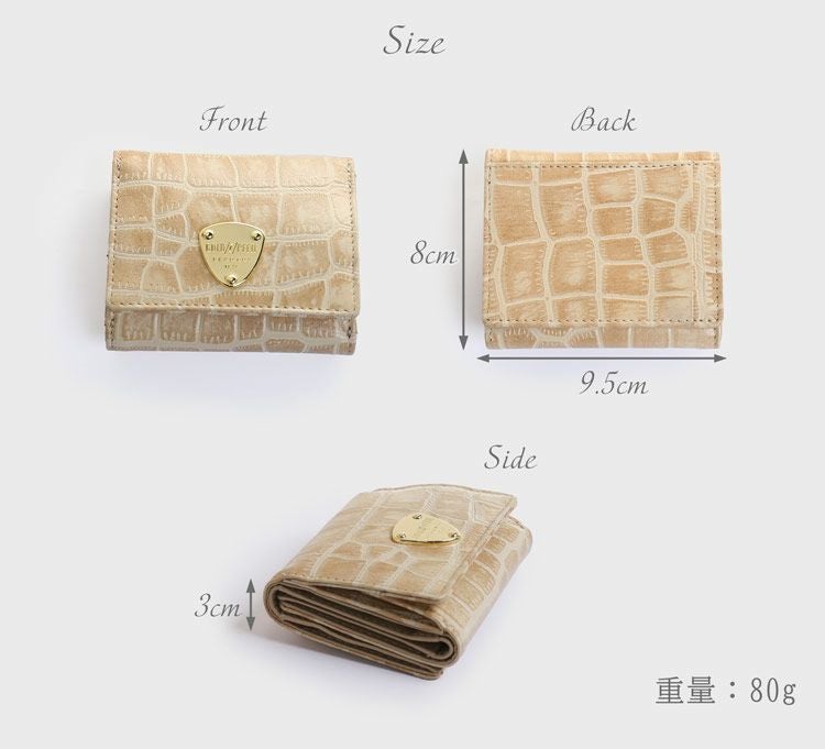GOLD PFEIL 財布 レディース 三つ折り財布 ミニ財布 レザー クロコ 型
