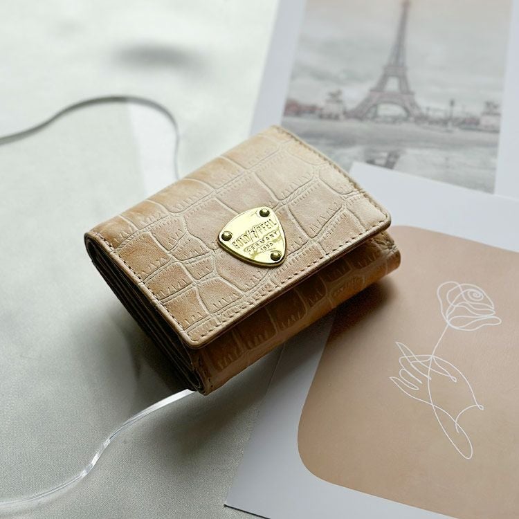 GOLD PFEIL 財布 レディース 三つ折り財布 ミニ財布 レザー クロコ 型