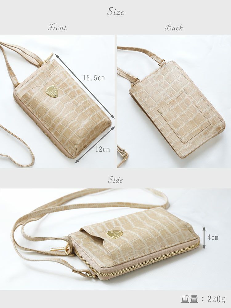 GOLD PFEIL スマホポーチ スマホショルダー レディース レザー クロコ