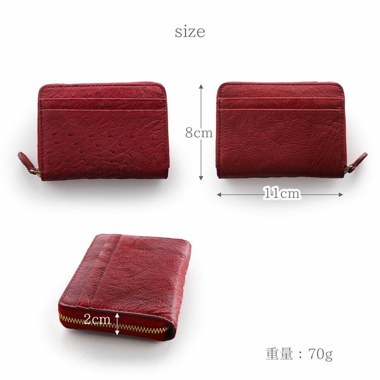 オーストリッチ コンパクト 財布 レディース 女性 ミニ財布 【ネコポス