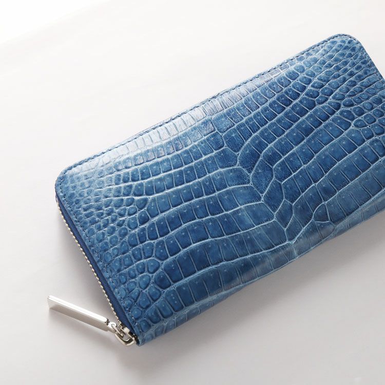 藍染 ポロサス 財布 メンズ スモール クロコダイル 長財布 日本製 4FA