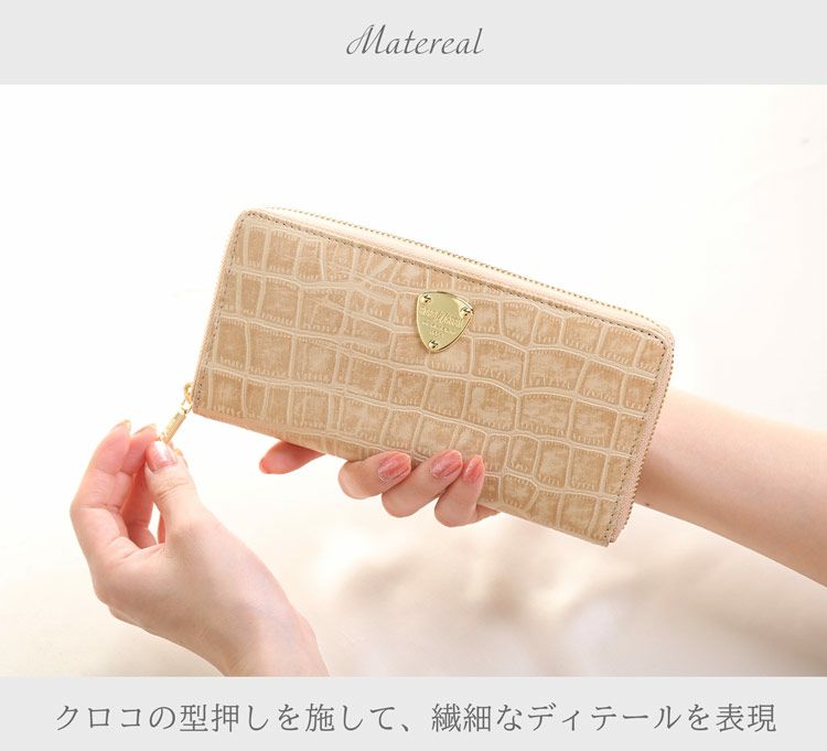 GOLD PFEIL 長財布 レディース ラウンドファスナー 財布 レザー クロコ