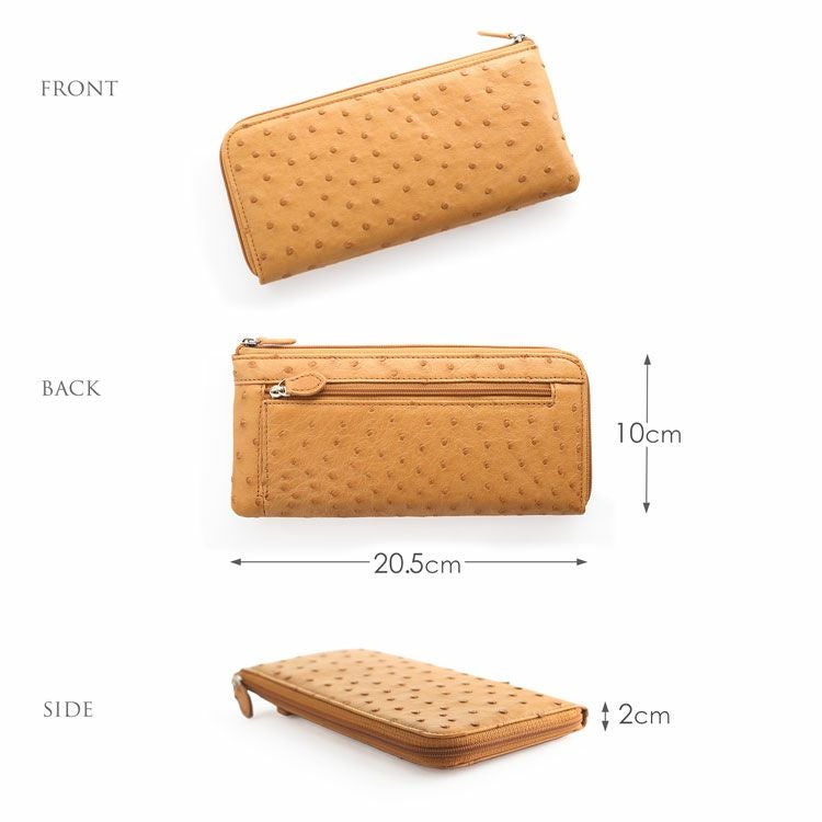 オーストリッチ 長財布 L字ファスナー レディース 財布【ネコポスで