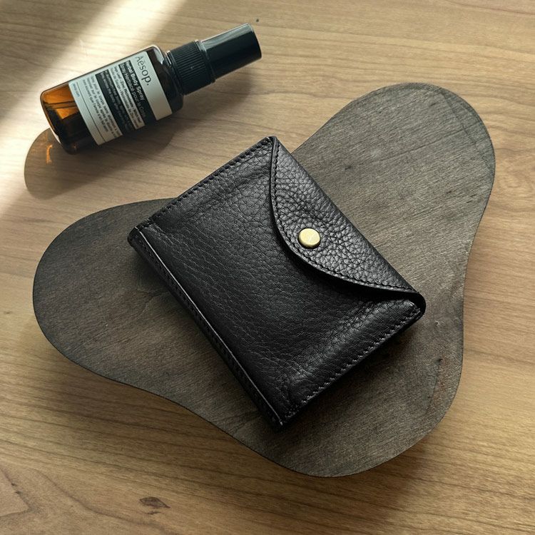 ベジタブル タンニン レザー 2つ折り ミニ財布 日本製 本革 メンズ【名