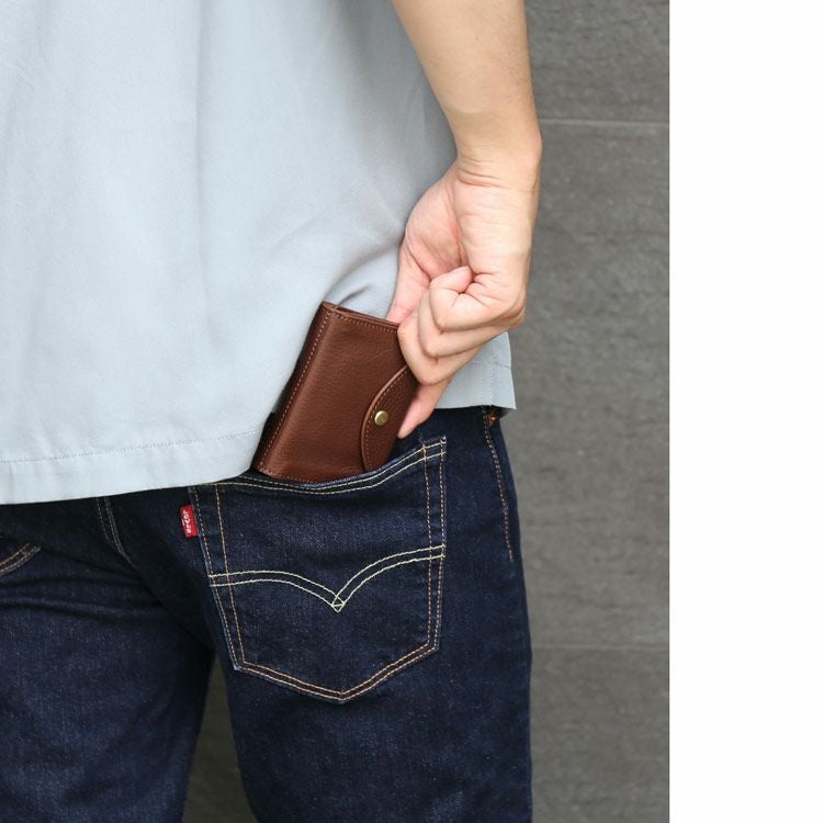ベジタブル タンニン レザー 2つ折り ミニ財布 日本製 本革 メンズ【名