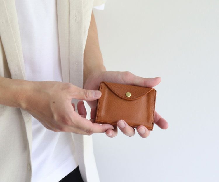 ベジタブル タンニン レザー 2つ折り ミニ財布 日本製 本革 メンズ【名