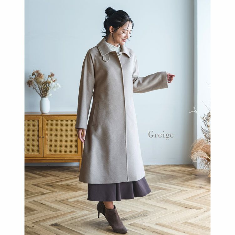 Filomo カシミヤブレンドウール ステンカラーコート レディース 卒業式