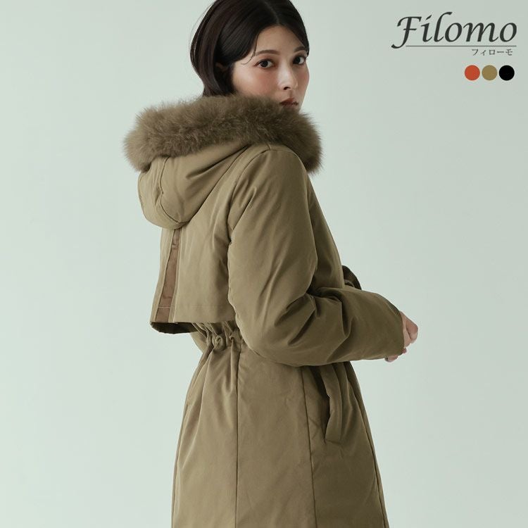 ダウンコート レディース フード付き ファー 付き フォックス Filomo