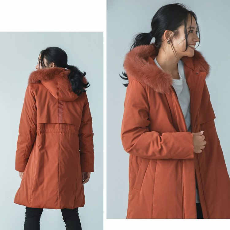 ダウンコート レディース フード付き ファー 付き フォックス Filomo