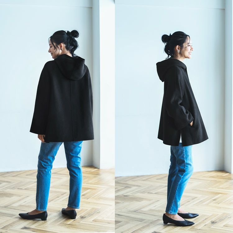 フード付き コート 裾 フレア アウター ジャケット レディース