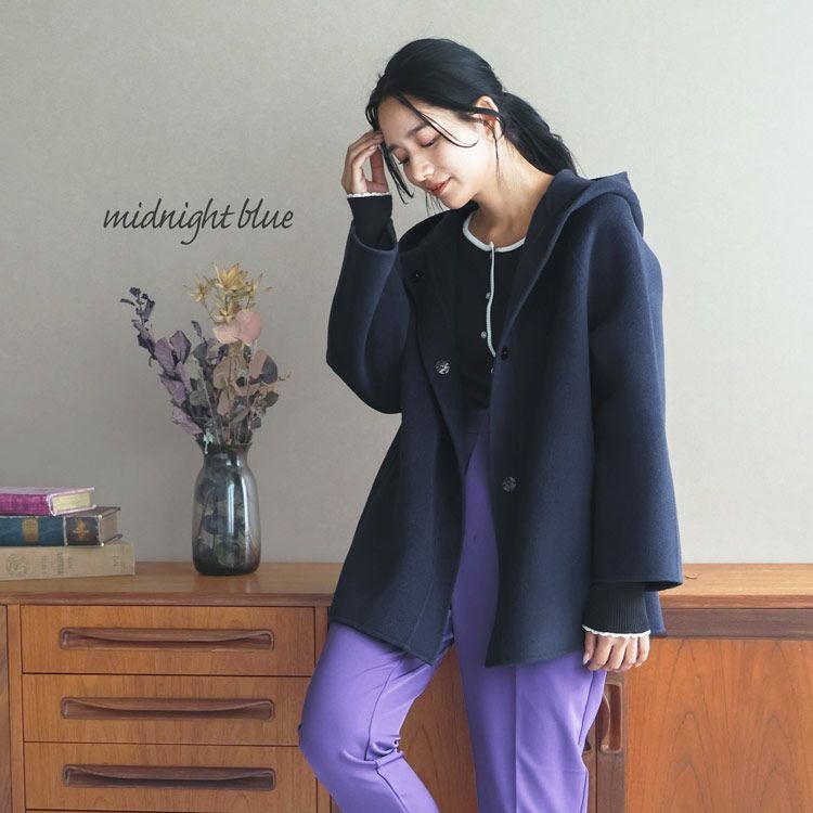 フード付き コート 裾 フレア アウター ジャケット レディース