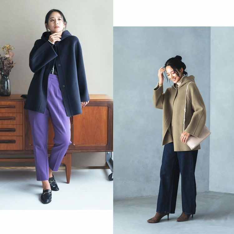 フード付き コート 裾 フレア アウター ジャケット レディース