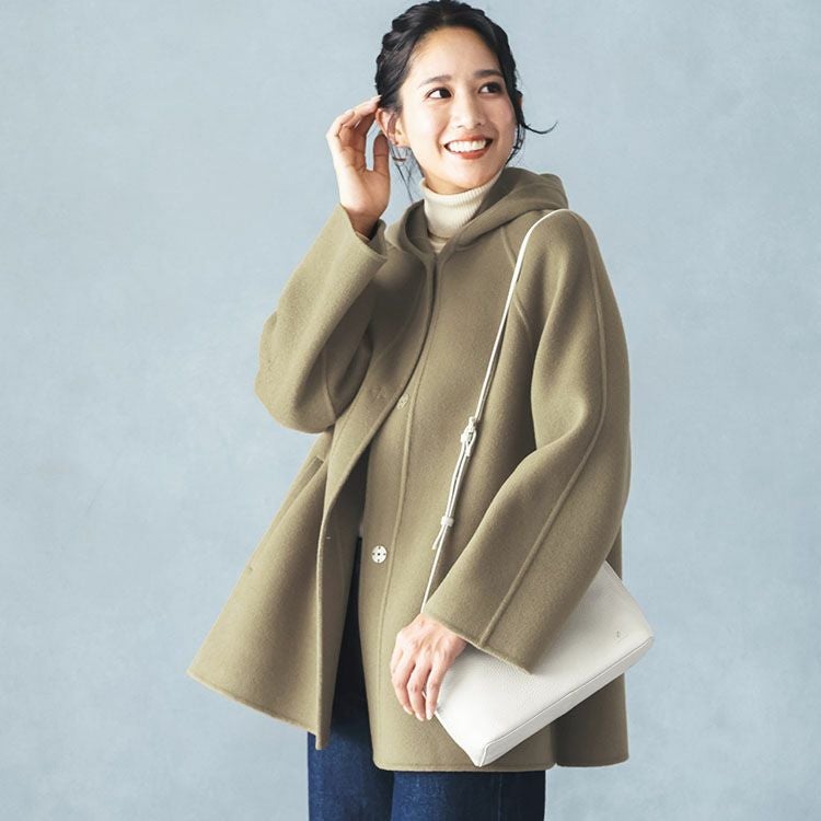 フード付き コート 裾 フレア アウター ジャケット レディース