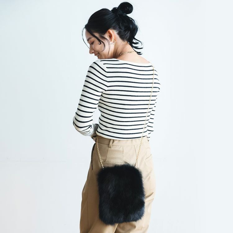 フォックスファー黒ワンショルダーバック ADDITION STORE ショルダーバッグ バッグ ＼ふわふわカワイイ