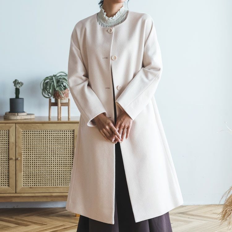 Filomo ノーカラーコート レディース ロングコート カシミヤ ウール