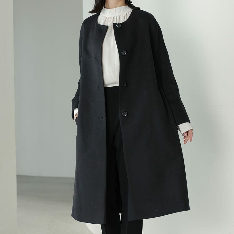 Filomo ノーカラーコート レディース ロングコート カシミヤ ウール