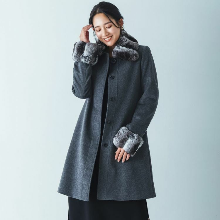 カシミヤ100% チンチラトリムコート レディース Filomo filomo