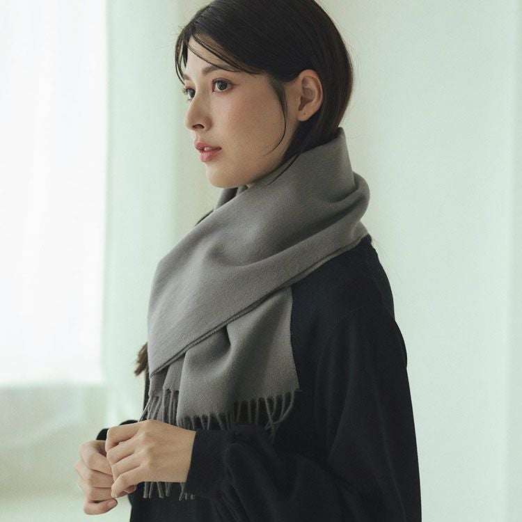 ☆れな☆　Filomo/ギンガムチェックと無地のリバーシブル カシミヤ Filomo カシミヤ ブレンド マフラー チェック 無地 レディース