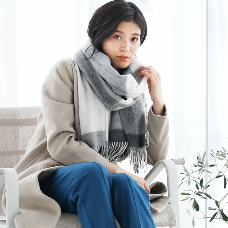 カシミヤ混 大判ストール レディース 7F