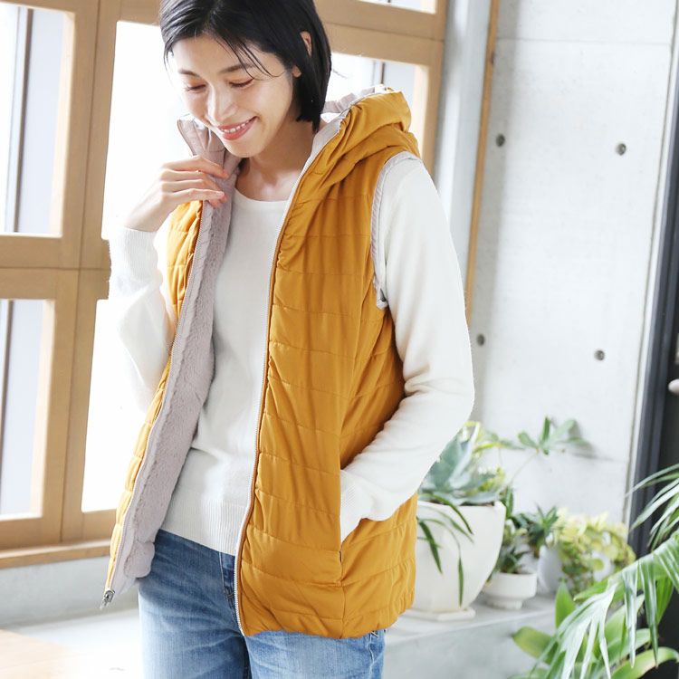 リバーシブル ダウンベスト ベスト レディース 女性 フェイクファー リバーシブル ダウンベスト ベスト レディース 女性 フェイクファー