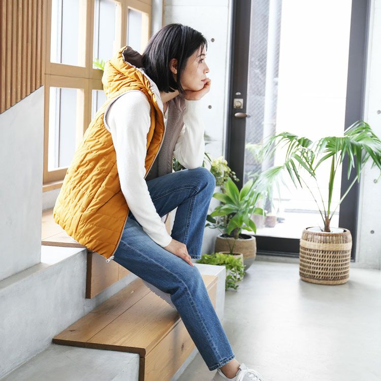 リバーシブル ダウンベスト ベスト レディース 女性 フェイクファー