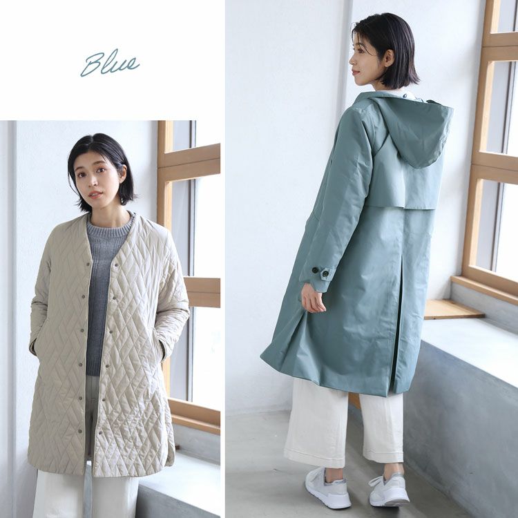 キルティングライナー付き 撥水コート レディース フード付き 3WAY 5F