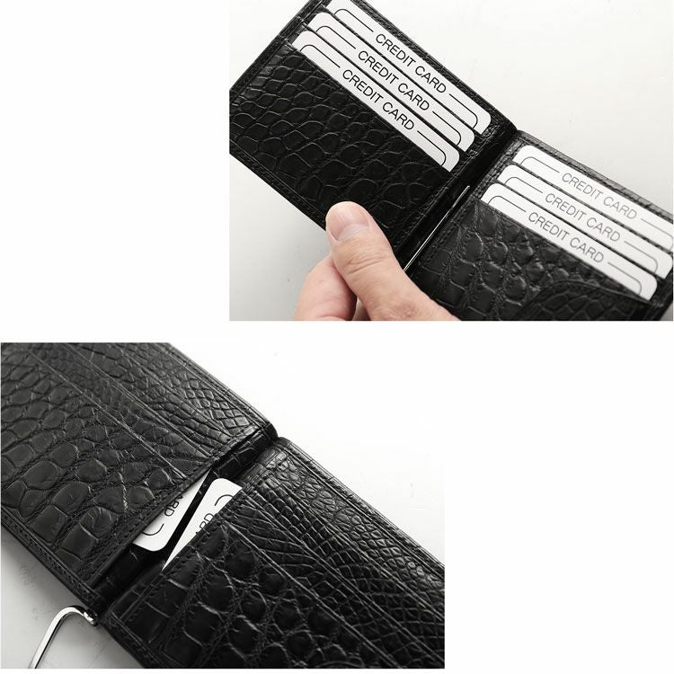 クロコダイル マネークリップ 財布 一枚革 センター取り マット 4FA