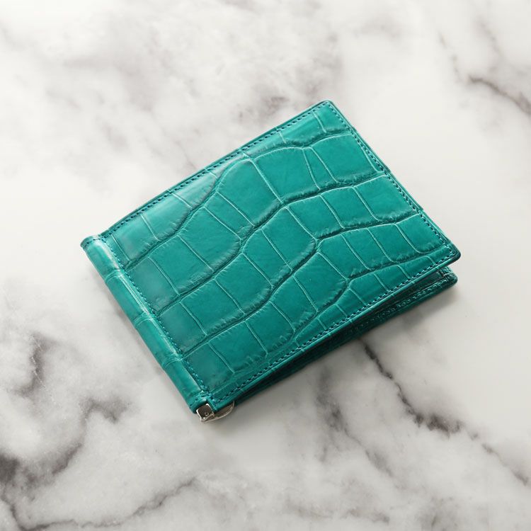 クロコダイル マネークリップ 財布 メンズ 一枚革 センター取り 4FA