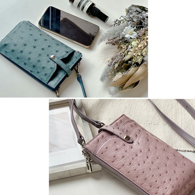 オーストリッチ スマホショルダーバッグ