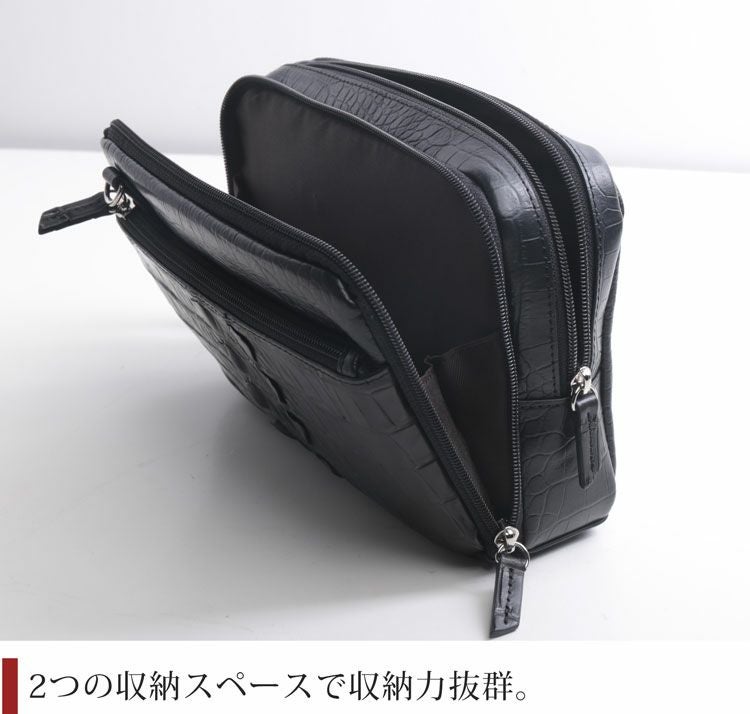 極美品 クロコダイル ホーンバック 2way ハンドバッグ ブラック クロコ ナイル クロコダイル ホーンバック 牛革 ショルダーバッグ クラッチ