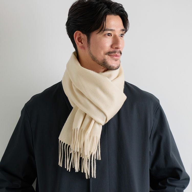 マフラー メンズ カシミヤ ブレンド チェック 無地 【ネコポスで送料