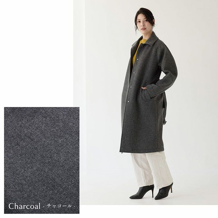 ステンカラーコート レディース 軽量 ウール HALENE 尾州ウール 日本製