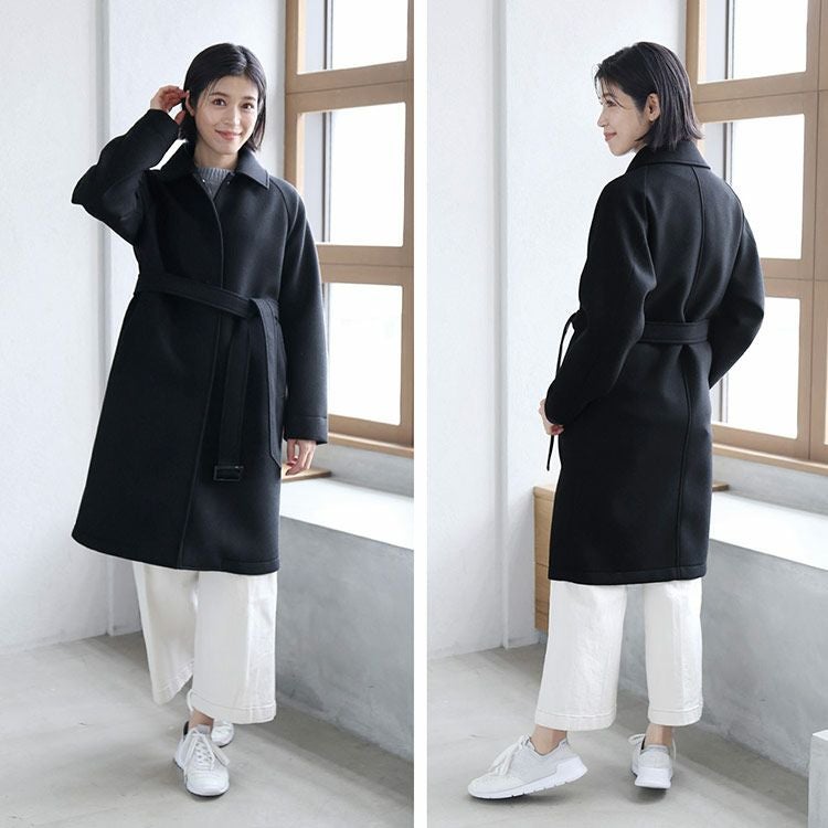 ステンカラーコート レディース 軽量 ウール HALENE 尾州ウール 日本製