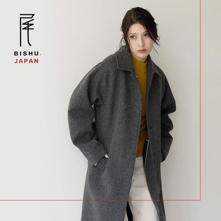 ステンカラーコート レディース 軽量 ウール HALENE 尾州ウール 日本製