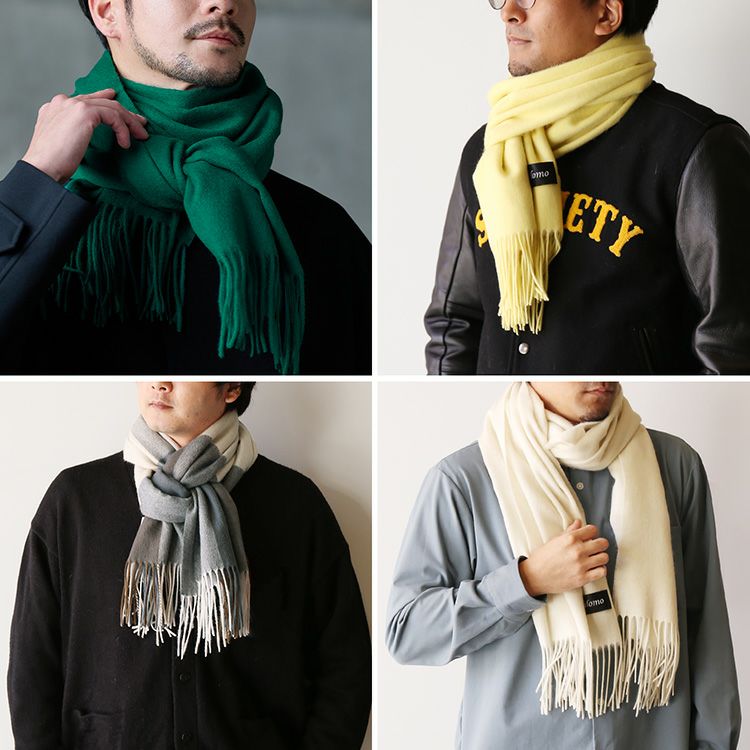 Filomo ストール メンズ カシミヤ ブレンド マフラー チェック 無地