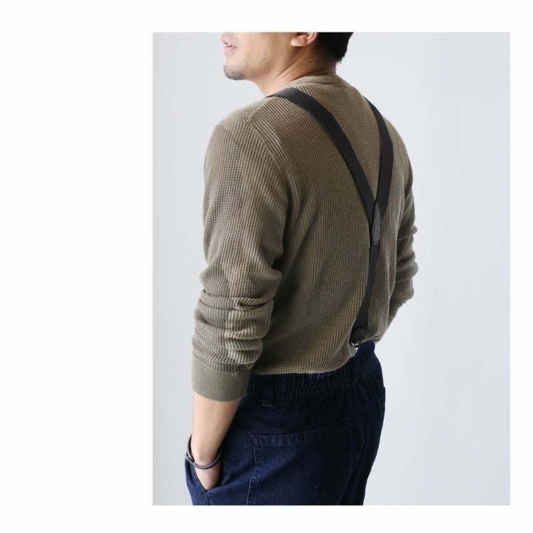 日本製 サスペンダー メンズ Y字型 35mm幅 イタリア 牛革 使用