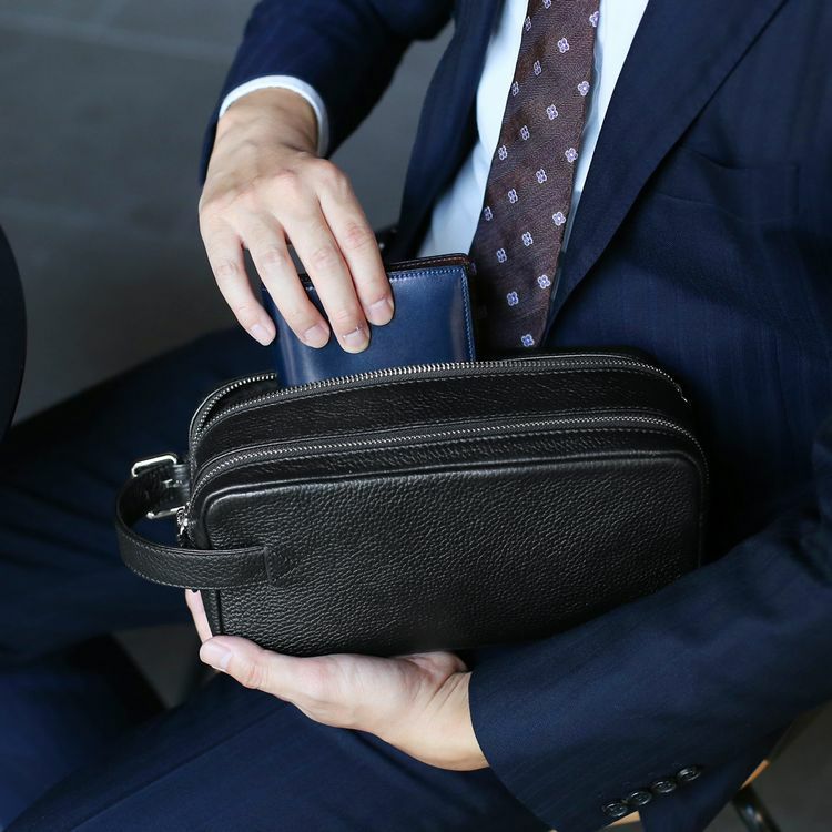 セカンドバッグ メンズ 本革 牛革 Wファスナー ビジネス カジュアル