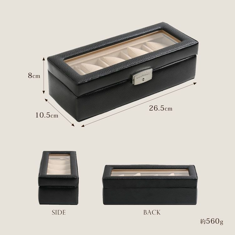 腕時計ケース 5本用 鍵付き 革 レザー 収納ボックス ディスプレイ