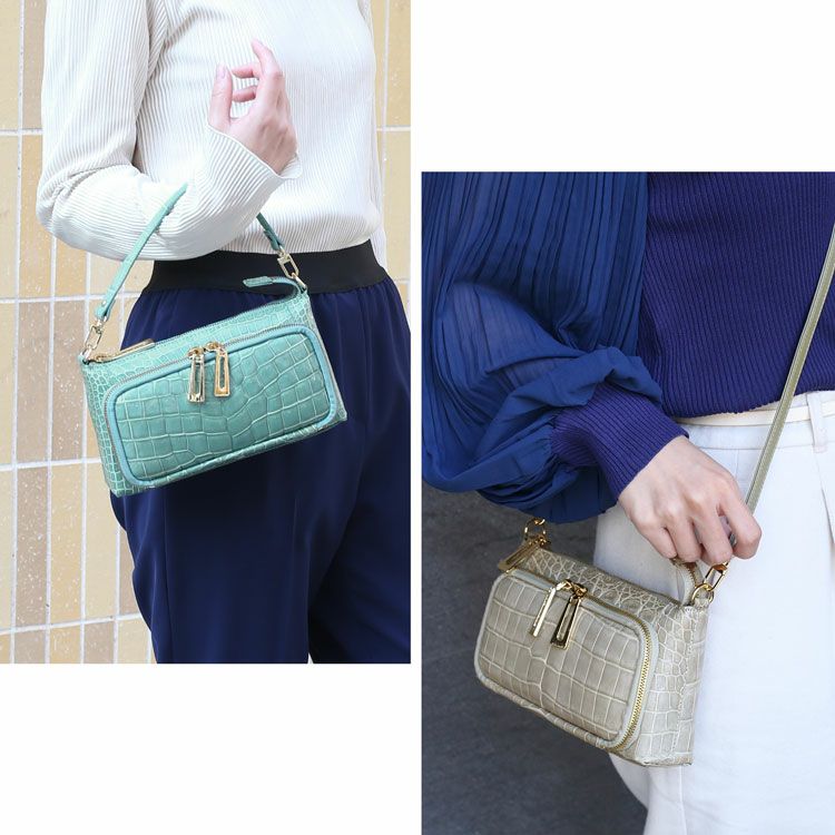 訳あり】クロコダイル 2WAY ミニバッグ お財布 ショルダーバッグ 4FA