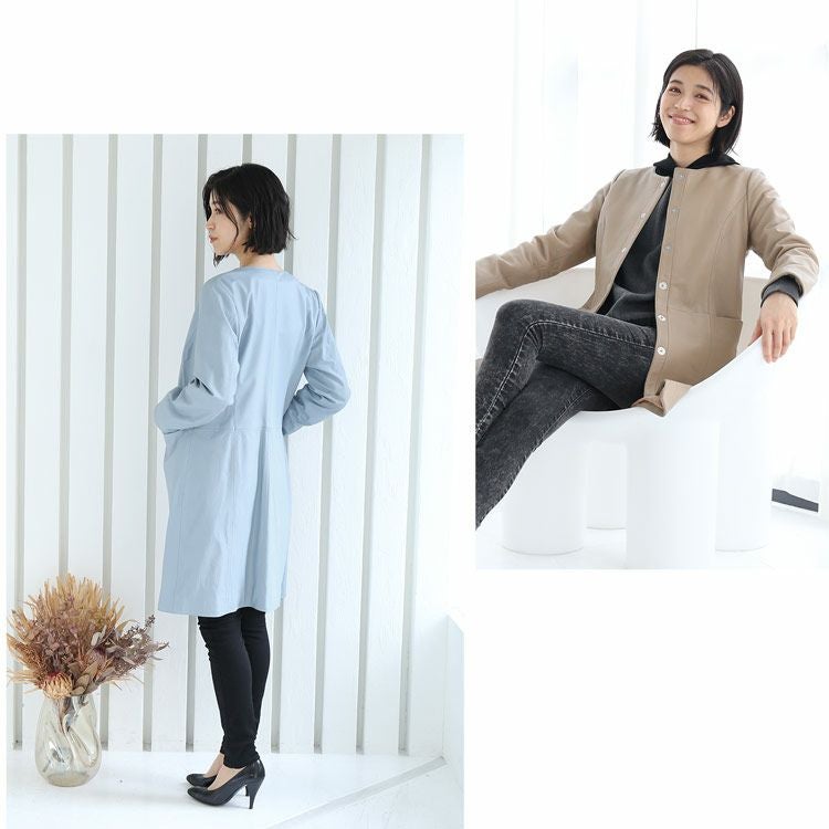 訳あり】レザー コート アウター レディース ラムレザー 本革 ノー