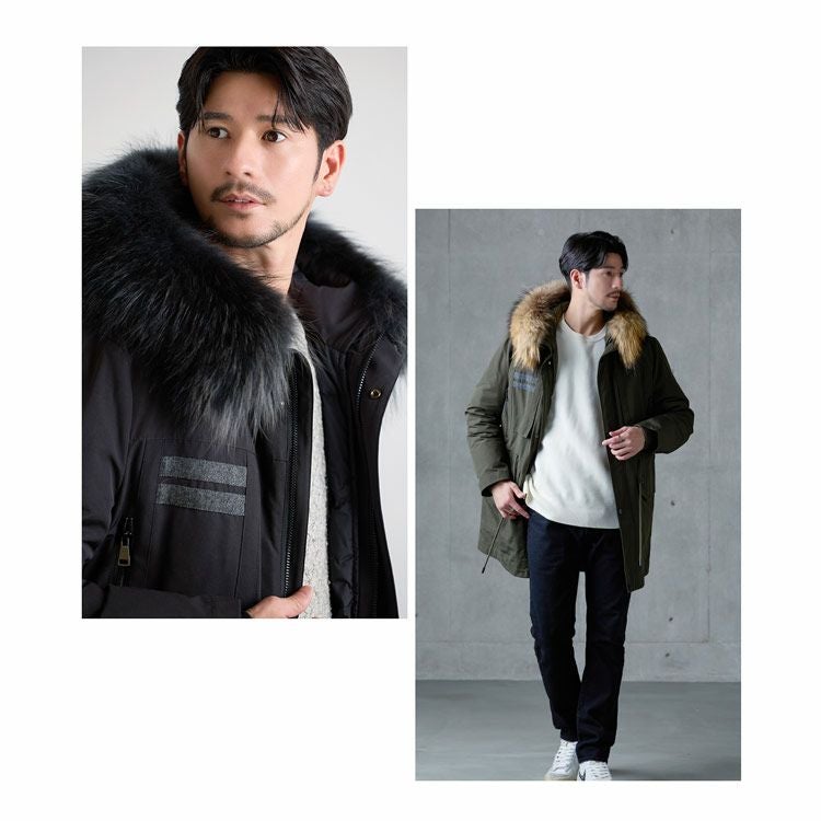 Filomo モッズコート メンズ ダウンライナー 冬 ファー フード 付き