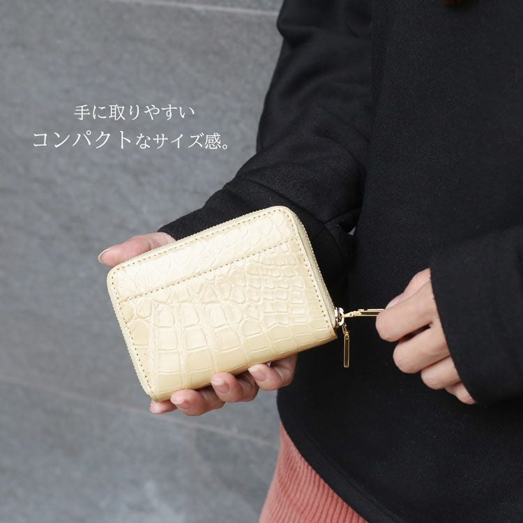 クロコダイル ミニ財布 レディース キャッシュレス コンパクト財布
