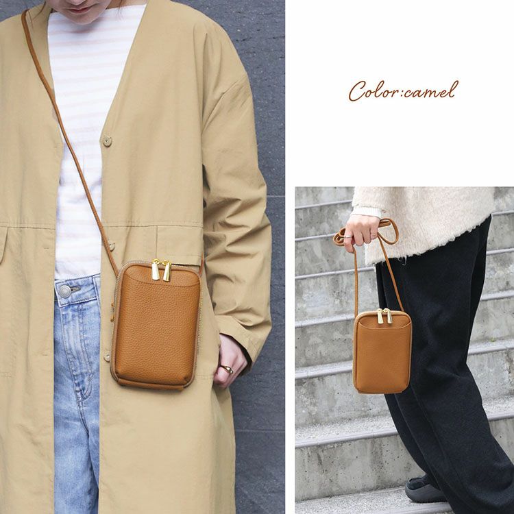 本革 スマホポーチ Mia Borsa ミアボルサ スマホショルダー 牛革 4FB