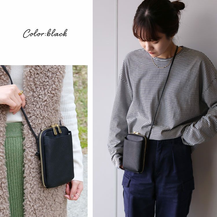 本革 スマホポーチ Mia Borsa ミアボルサ スマホショルダー 牛革 4FB