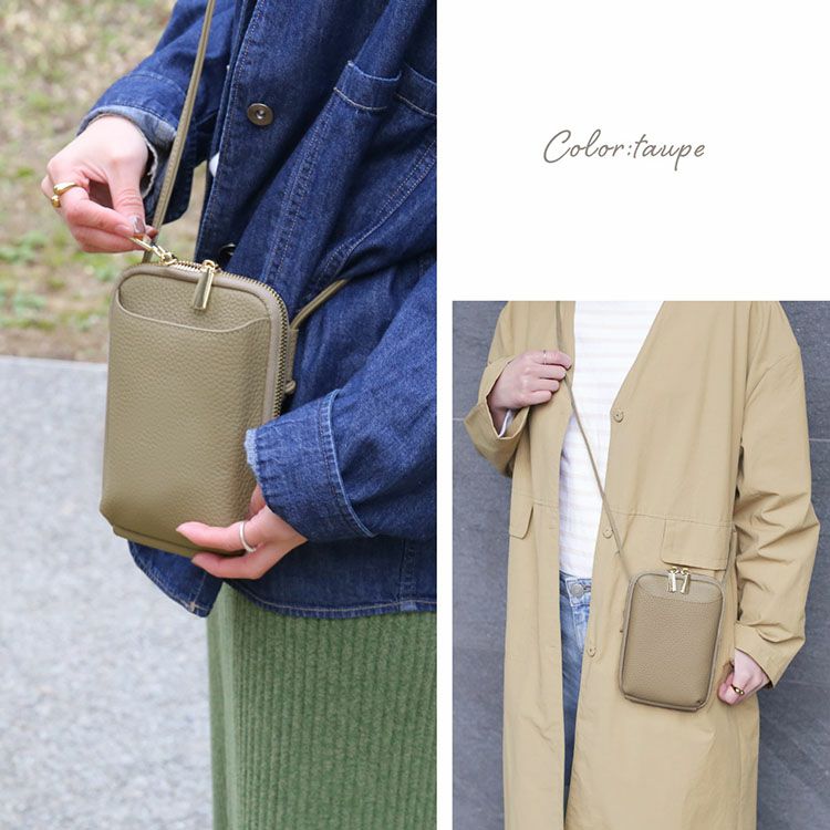 本革 スマホポーチ Mia Borsa ミアボルサ スマホショルダー 牛革 4FB