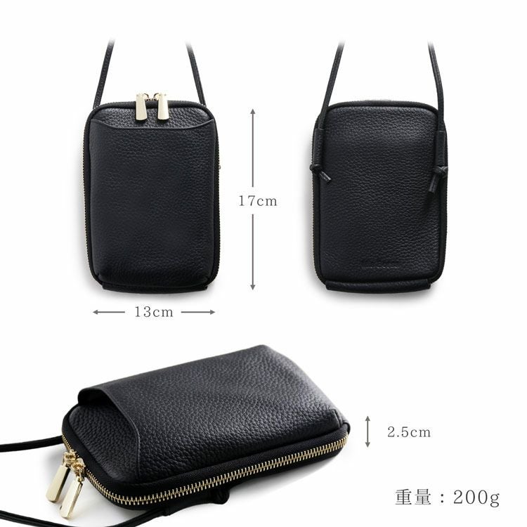 本革 スマホポーチ Mia Borsa ミアボルサ スマホショルダー 牛革 4FB