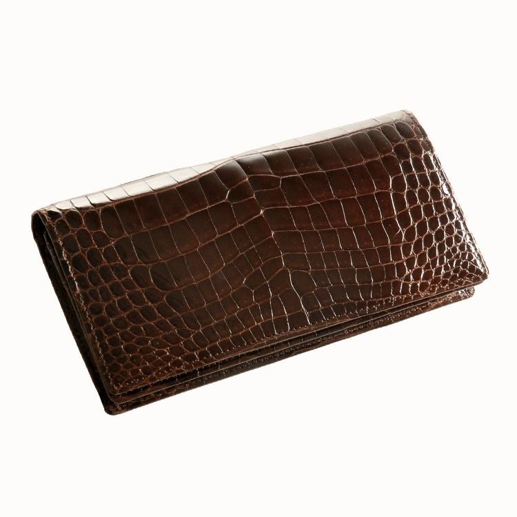 新品！シャインクロコダイル　センター取り一枚革　無双　財布　ロングウォレット クロコダイル 無双 メンズ 長財布 シャイニング 加工 センター取り 一